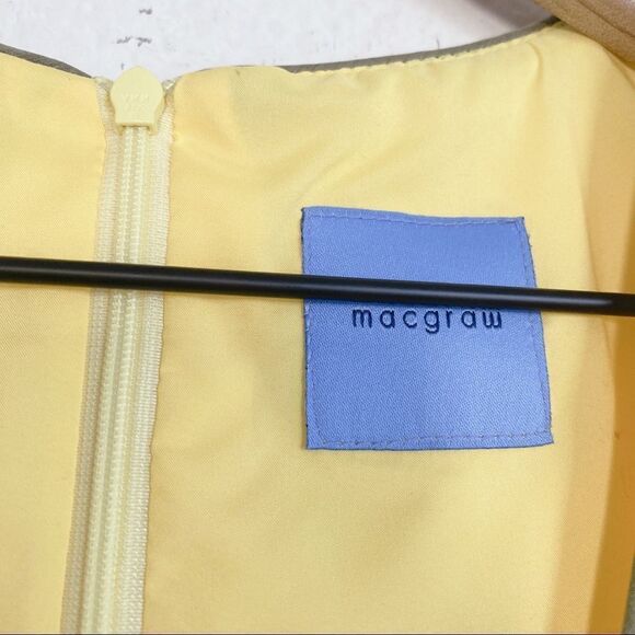 macgraw silk Sandpiper Deep V-Neck Dress Yellow Black Size 8 - Picture 8 of 12